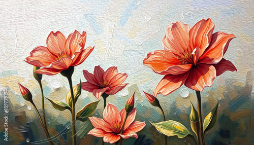 Wallpaper Mural Botanical pattern for printing on wall decorations, covers. Artistic brush strokes. Torontodigital.ca