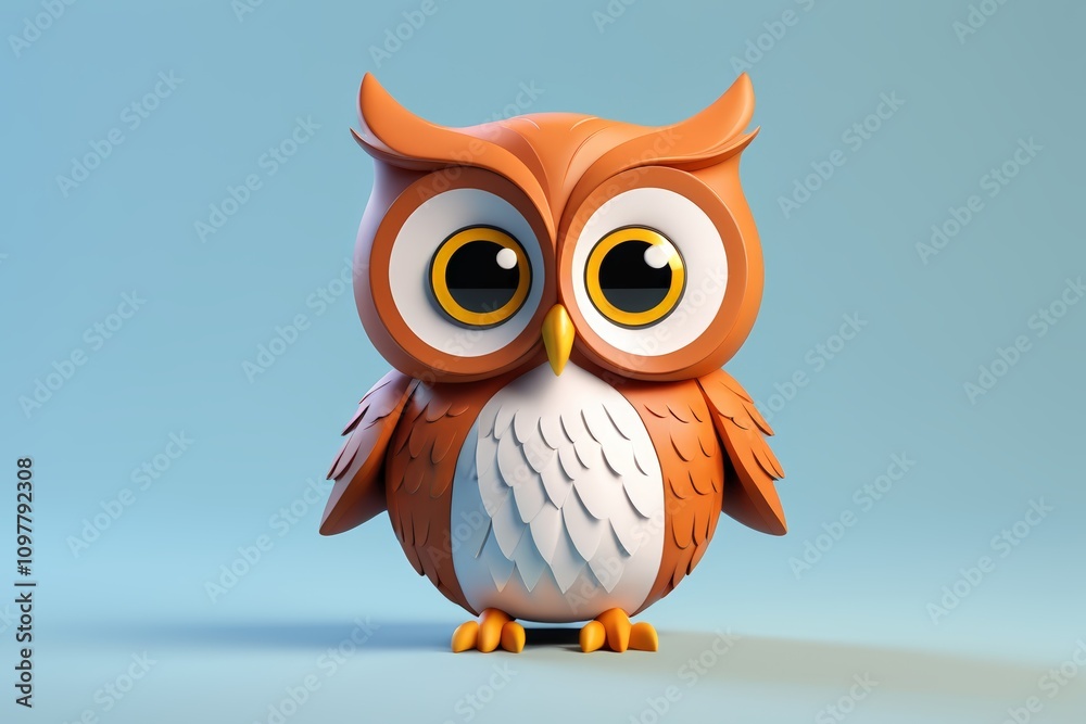 Fototapeta premium there is a 3d owl that is standing on a blue surface
