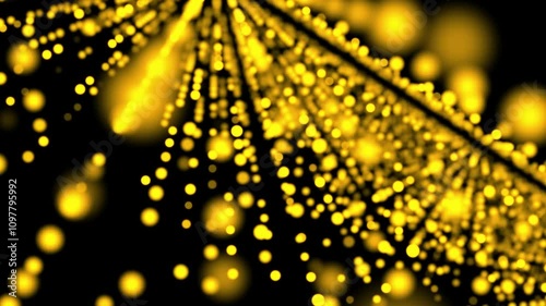 Gold particles abstract background with shining golden