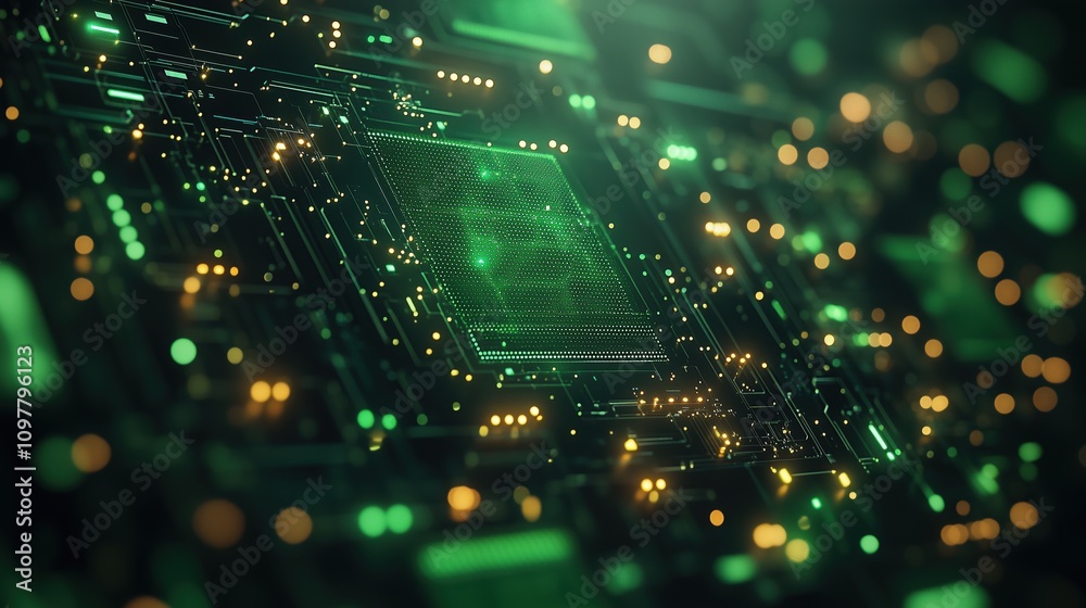 Tech theme in dark green tones