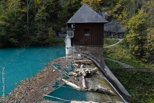 Power plant at the end of Lake Klammsee in Kaprun, Austria photo