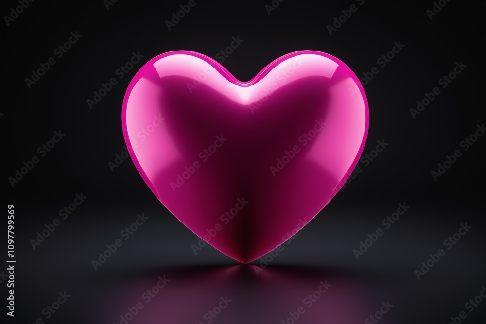 a close up of a shiny pink heart on a black background