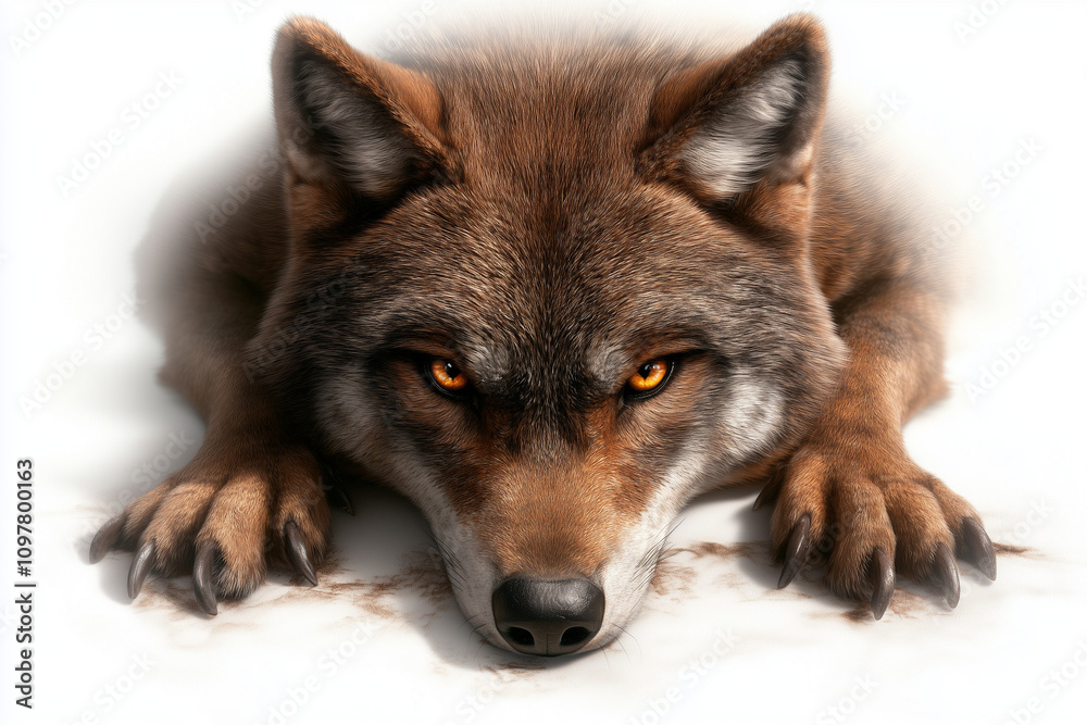 Fototapeta premium wolf head isolated on white