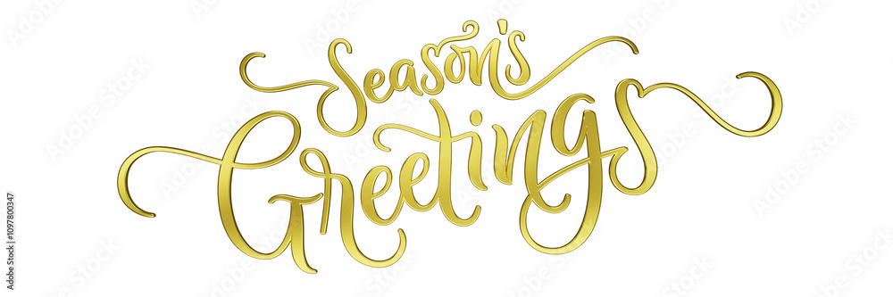 SEASON'S GREETINGS 3D render of gold brush calligraphy on transparent background SEASON'S GREETINGS 3D render of gold brush calligraphy on transparent background