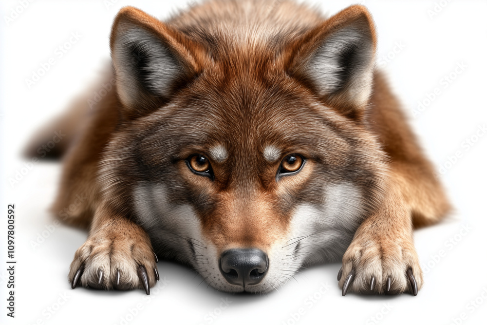 Fototapeta premium wolf head isolated on white
