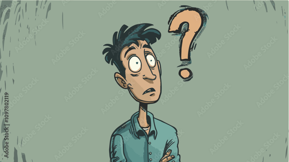 Fototapeta premium Confused Person with Question Mark Illustration 
