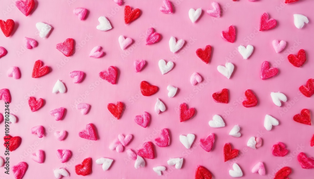 Obraz premium Romantic Heart Themed Valentine's Day Candy Arrangement. Creative Idea for DIY Gifts, Social Media Posts, Party Decorations, and Sweet Themed Photoshoots to Celebrate Love and Friendship