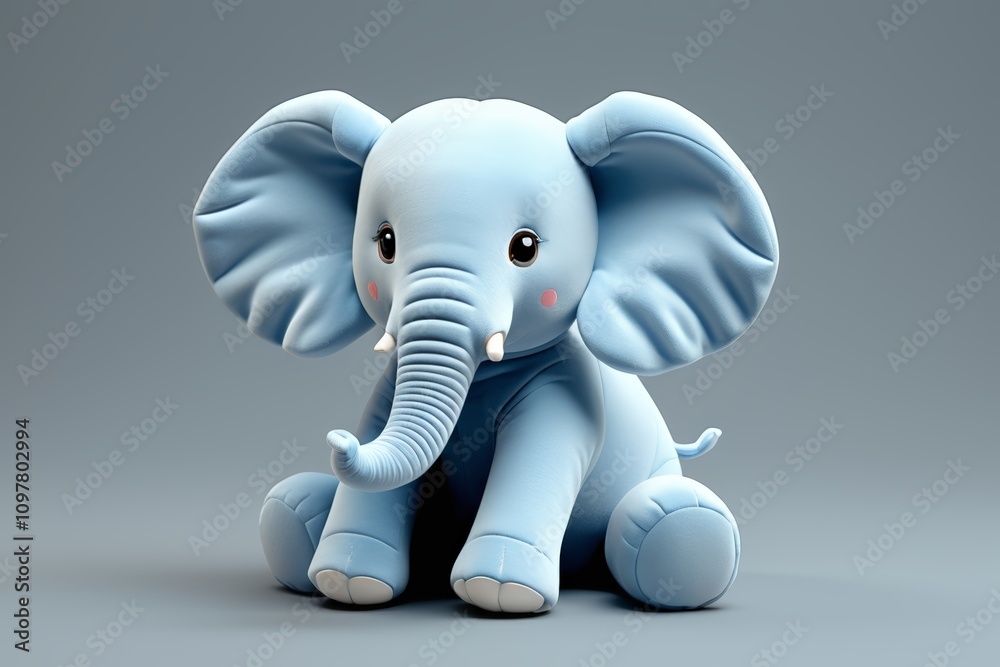 there is a blue elephant sitting on the floor with its trunk up there is a blue elephant sitting on the floor with its trunk up