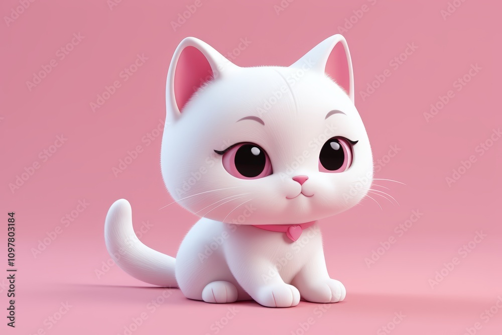 there is a white cat with big eyes sitting on a pink surface there is a white cat with big eyes sitting on a pink surface