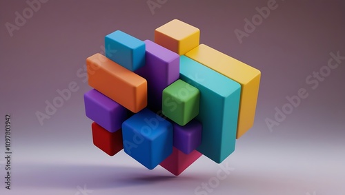 3d abstract cube shape colorful background