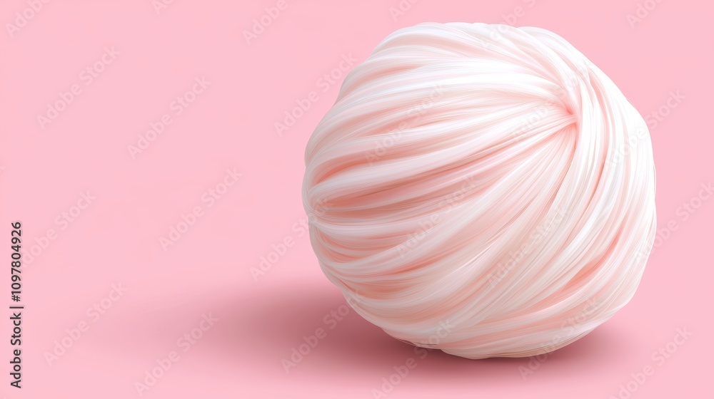 Soft Pink Ball of Twisted Fibers on a Light Pink Background Soft Pink Ball of Twisted Fibers on a Light Pink Background