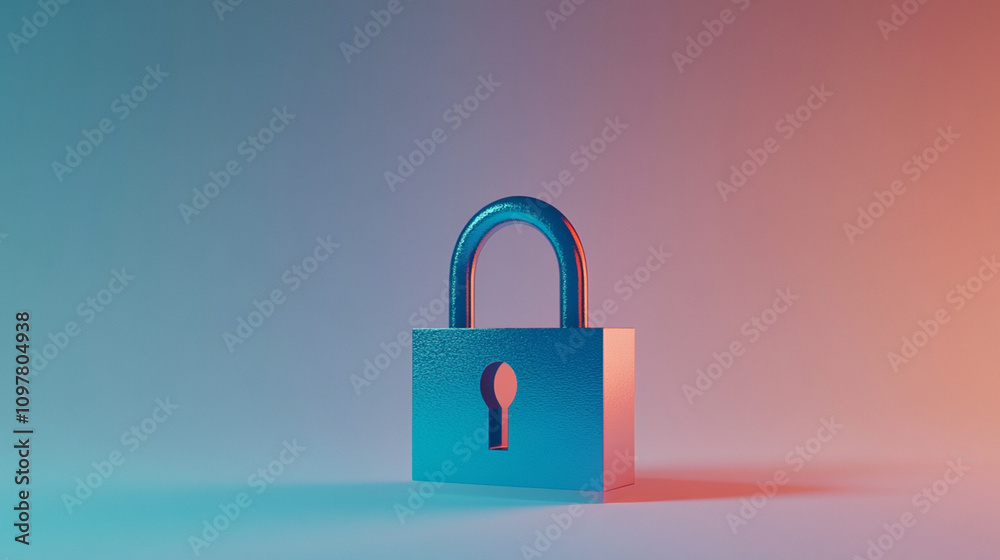 lock, neon background, security concept lock, neon background, security concept