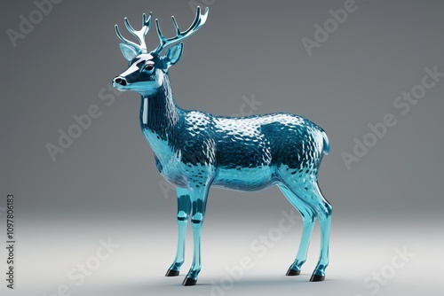 there is a blue deer that is standing in the middle of a room photo