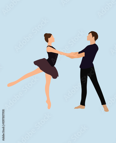 ballet dance couple vector illustration