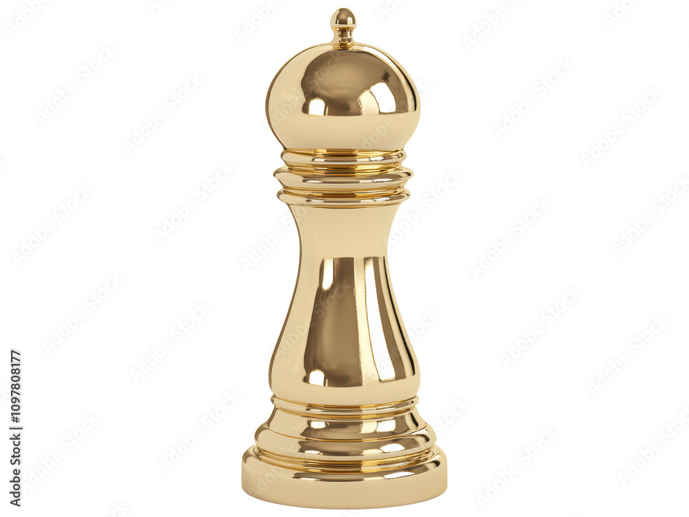 Elegant Golden Chess Pawn Piece on a White Background Elegant Golden Chess Pawn Piece on a White Background