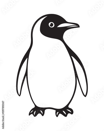Penguin Silhouette Vector Illustration, Minimalist Penguin Silhouette Isolated, Black Penguin Silhouette Icon Set, Penguin Silhouette Clipart for Print and Web.