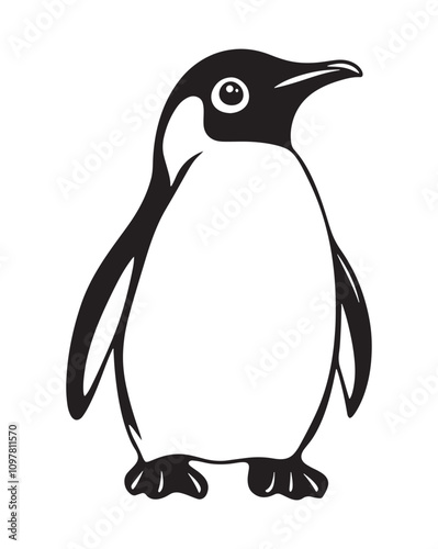 Penguin Silhouette Vector Illustration, Minimalist Penguin Silhouette Isolated, Black Penguin Silhouette Icon Set, Penguin Silhouette Clipart for Print and Web.