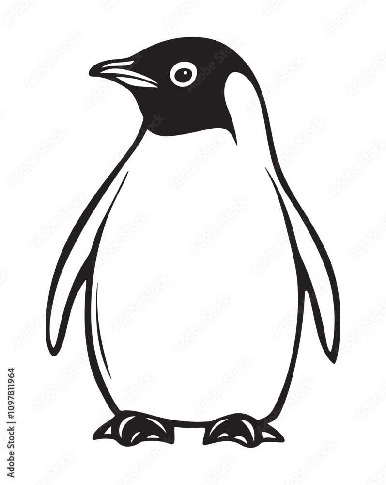 Obraz premium Penguin Silhouette Vector Illustration, Minimalist Penguin Silhouette Isolated, Black Penguin Silhouette Icon Set, Penguin Silhouette Clipart for Print and Web.