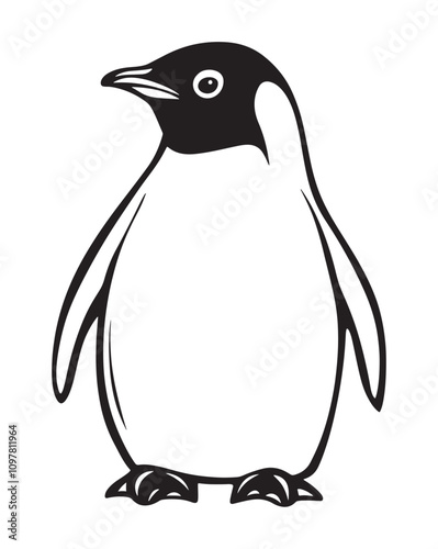 Penguin Silhouette Vector Illustration, Minimalist Penguin Silhouette Isolated, Black Penguin Silhouette Icon Set, Penguin Silhouette Clipart for Print and Web.