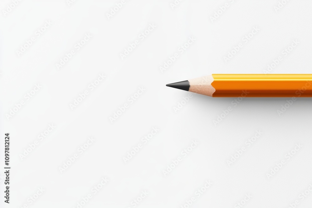 Orange Pencil on White Background for Minimalist Art Concepts Orange Pencil on White Background for Minimalist Art Concepts