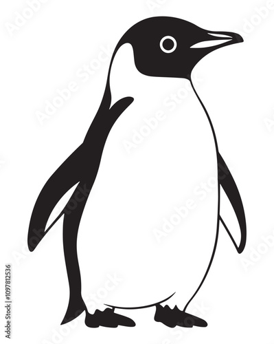 Penguin Silhouette Vector Illustration, Minimalist Penguin Silhouette Isolated, Black Penguin Silhouette Icon Set, Penguin Silhouette Clipart for Print and Web.