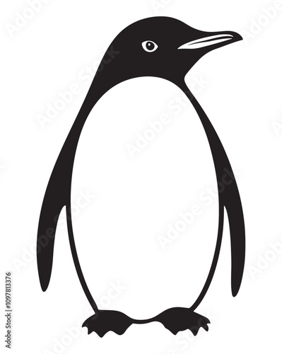 Penguin Silhouette Vector Illustration, Minimalist Penguin Silhouette Isolated, Black Penguin Silhouette Icon Set, Penguin Silhouette Clipart for Print and Web.
