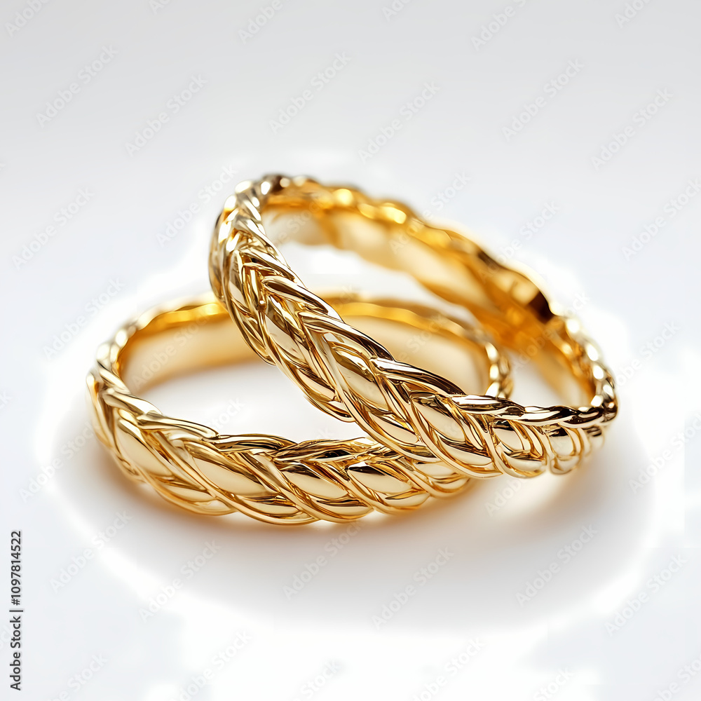 A pair of gold wedding rings, isolated on white background A pair of gold wedding rings, isolated on white background