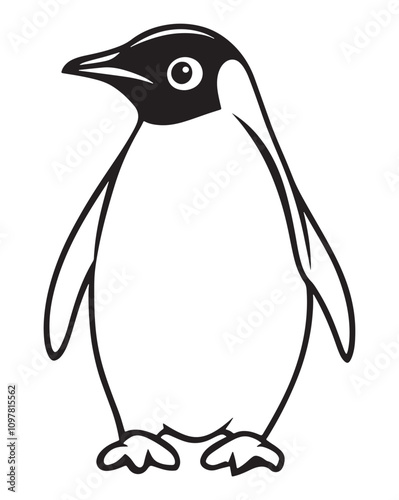 Penguin Silhouette Vector Illustration, Minimalist Penguin Silhouette Isolated, Black Penguin Silhouette Icon Set, Penguin Silhouette Clipart for Print and Web.