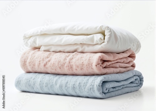 Stack of fresh soft towels on table 