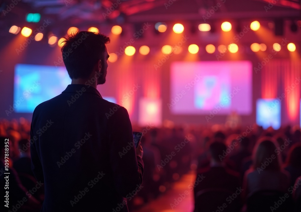 Audience engaged at vibrant event with dynamic lighting effects. Audience engaged at vibrant event with dynamic lighting effects.