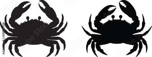 Crab silhouette vector set on white background 