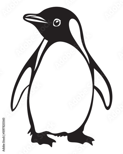 Penguin Silhouette Vector Illustration, Minimalist Penguin Silhouette Isolated, Black Penguin Silhouette Icon Set, Penguin Silhouette Clipart for Print and Web.