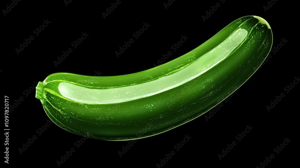 Fresh Green Zucchini with Smooth Texture on Black Background Fresh Green Zucchini with Smooth Texture on Black Background