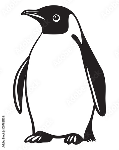 Penguin Silhouette Vector Illustration, Minimalist Penguin Silhouette Isolated, Black Penguin Silhouette Icon Set, Penguin Silhouette Clipart for Print and Web.