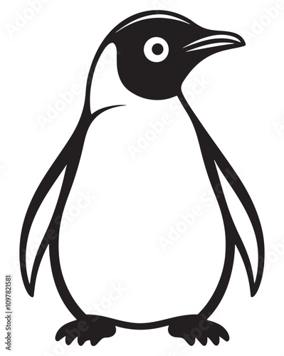 Penguin Silhouette Vector Illustration, Minimalist Penguin Silhouette Isolated, Black Penguin Silhouette Icon Set, Penguin Silhouette Clipart for Print and Web.
