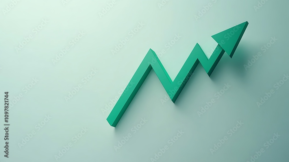 A bold green upward arrow graph, illustrating a rising trend, isolated on a clean white background, perfect for business growth or success visuals A bold green upward arrow graph, illustrating a rising trend, isolated on a clean white background, perfect for business growth or success visuals