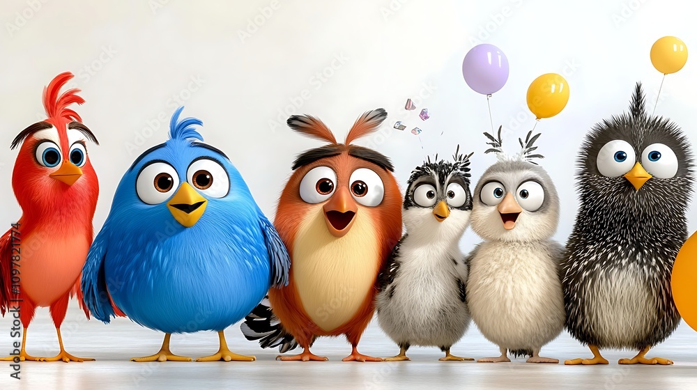 Fototapeta premium Colorful birds gathering