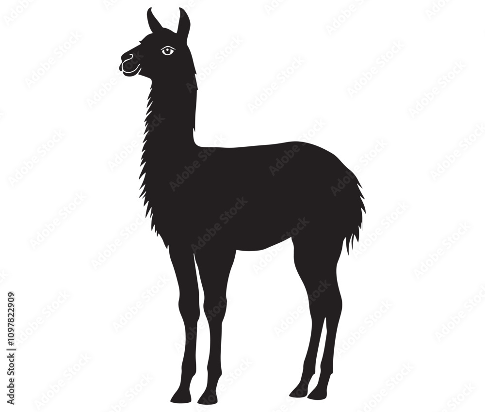 llama cartoon illustration vector design, Minimalist llama silhouette icon llama cartoon illustration vector design, Minimalist llama silhouette icon
