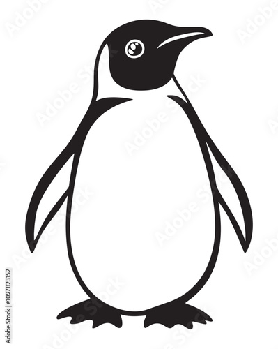 Penguin Silhouette Vector Illustration, Minimalist Penguin Silhouette Isolated, Black Penguin Silhouette Icon Set, Penguin Silhouette Clipart for Print and Web.