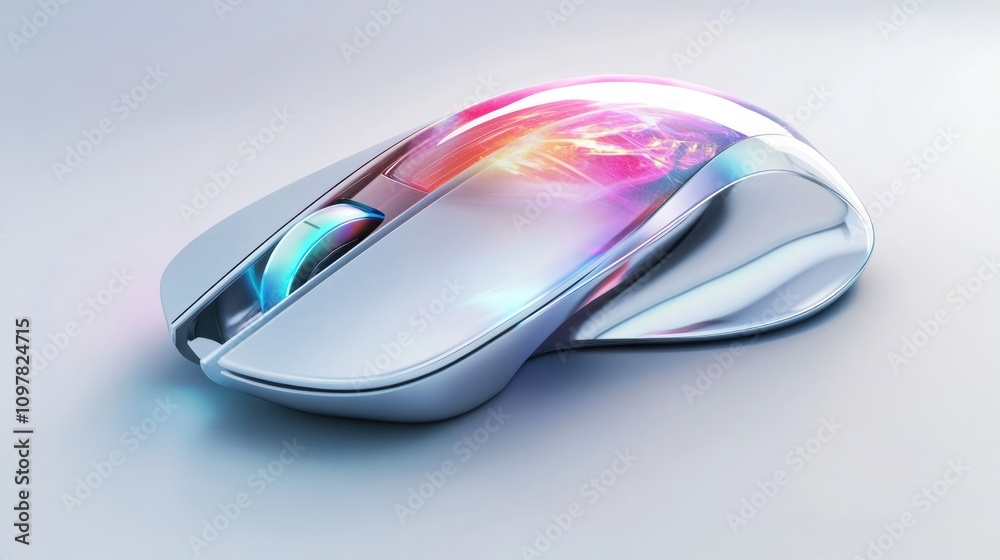 mouse design showcasing sleek, aerodynamic curves with vibrant LED lights illuminating its surface. mouse design showcasing sleek, aerodynamic curves with vibrant LED lights illuminating its surface.