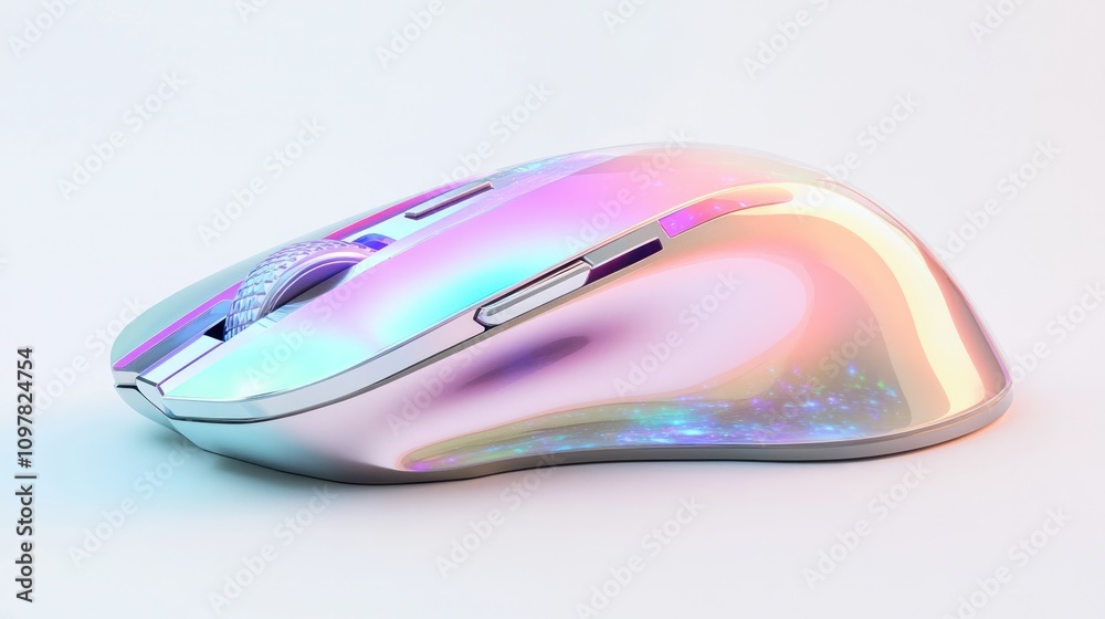 mouse design showcasing sleek, aerodynamic curves with vibrant LED lights illuminating its surface. mouse design showcasing sleek, aerodynamic curves with vibrant LED lights illuminating its surface.