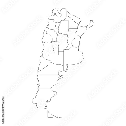 Argentina map with administrative divisions. Vector illustration.