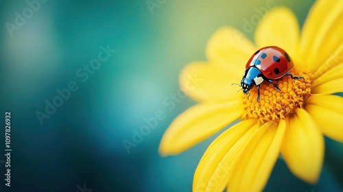 Ladybug on Yellow Flower: A Macro Shot of Nature's Beauty