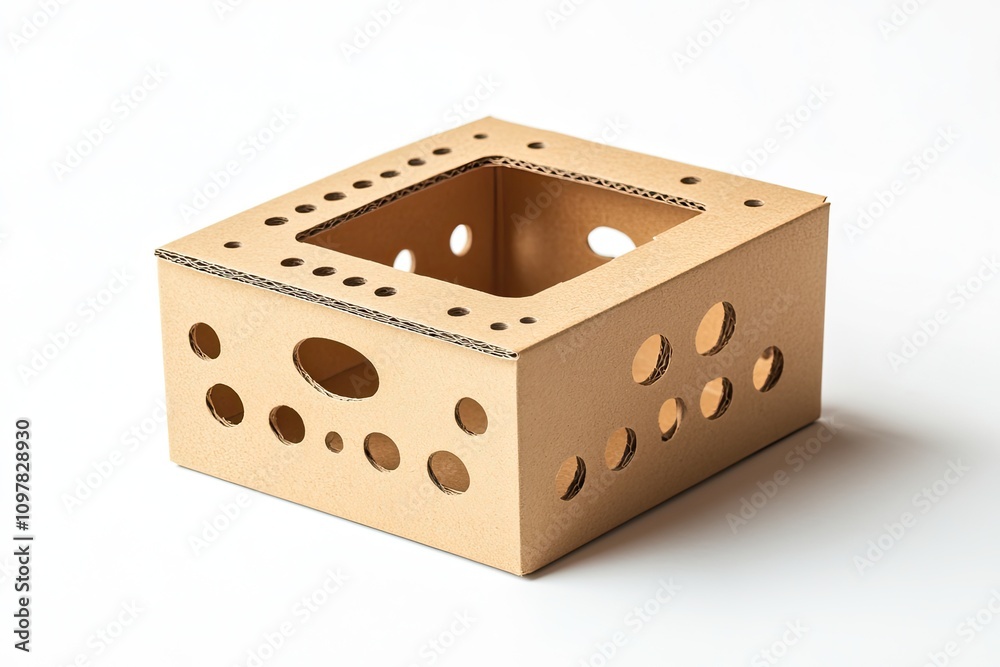 Eco-friendly carton box packaging with a perforated opening isolated on a white background Eco-friendly carton box packaging with a perforated opening isolated on a white background