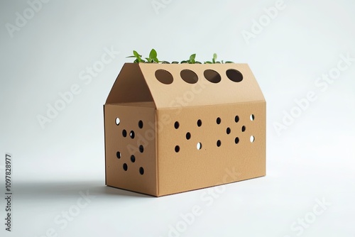 Wallpaper Mural Eco-friendly carton box packaging with a perforated opening isolated on a white background Torontodigital.ca