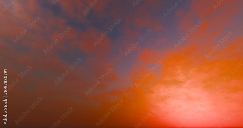 Fototapeta premium Sunset blue and orange Sky. 3D rendering.