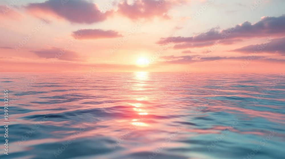 A breathtaking sunset over calm waters, creating a serene atmosphere with pastel hues reflecting on the ocean surface. A breathtaking sunset over calm waters, creating a serene atmosphere with pastel hues reflecting on the ocean surface.