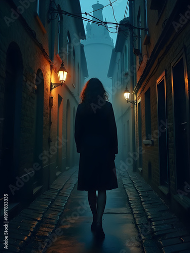 woman walking in the city
