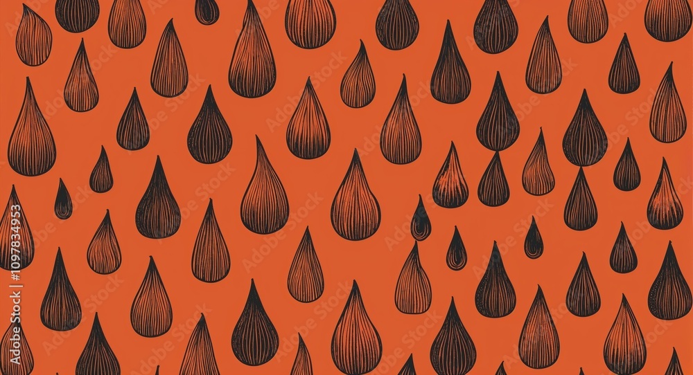 Fototapeta premium Black Tear drop pattern hand drawn design on Silver background illustration