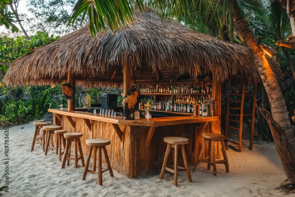 Fototapeta premium Tropical Bar on a Beach